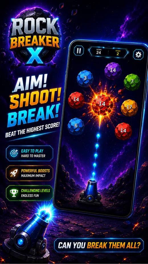Rock Breaker X aim shoot break gameplay screenshot